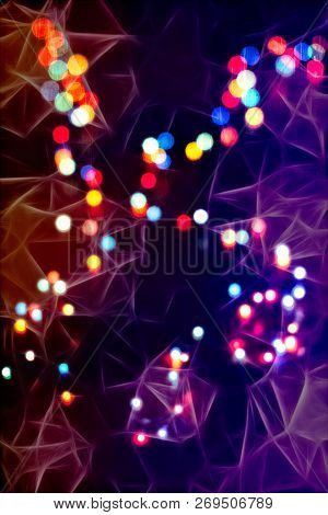 Bokeh Abstract Texture. Colorful. Defocused Background. Blurred Bright Light. Circular Points.