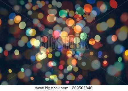 Bokeh Abstract Texture. Colorful. Defocused Background. Blurred Bright Light. Circular Points.