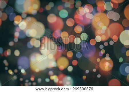 Bokeh Abstract Texture. Colorful. Defocused Background. Blurred Bright Light. Circular Points.
