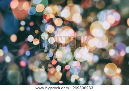 Bokeh Abstract Texture. Colorful. Defocused Background. Blurred Bright Light. Circular Points.