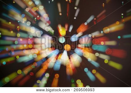Bokeh Abstract Texture. Colorful. Defocused Background. Blurred Bright Light. Circular Points.