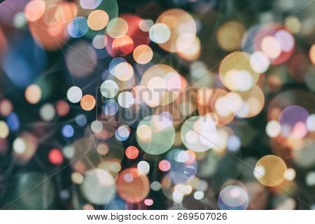 Bokeh Abstract Texture. Colorful. Defocused Background. Blurred Bright Light. Circular Points.