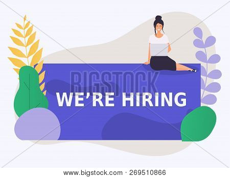 We're Hiring Banner. Business Hiring And Recruiting Concept.