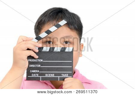 Little Director Holding  Slate Film For Making Video Cinema