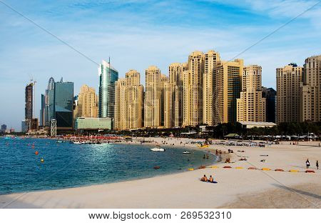 Dubai, United Arab Emirates - November 16, 2018: Panoramic View Of Jbr, Jumeirah Beach Residence Pop