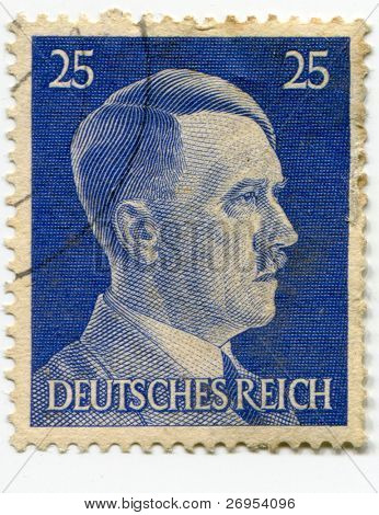 Deutschland um 1941: ein Stempel gedruckt in Nazi-Deutschland zeigt, Porträt von Adolf Hitler, Serie, ca. 