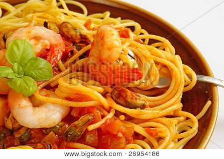 Marinara espaguete de frutos do mar