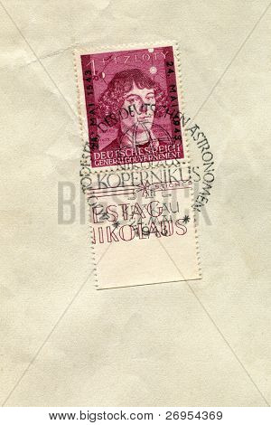 Saksa - noin 1943 - leima picturing Nikolaus Kopernikus on painettu 400-vuotisjuhlan kuolemaansa