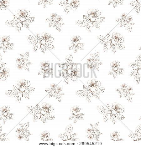Seamless Elegant Pattern With Bronze Roses.vector Illustration.