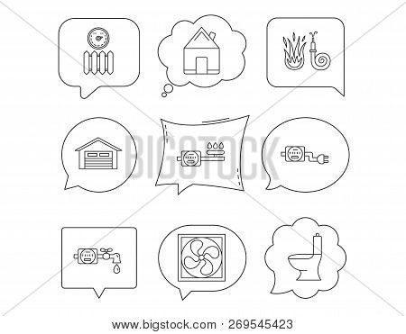 Ventilation Garage Vector Photo Free Trial Stock Ventilation Garage And Heat Radiator Icons Gas Water Electricity Counter Linear Signs