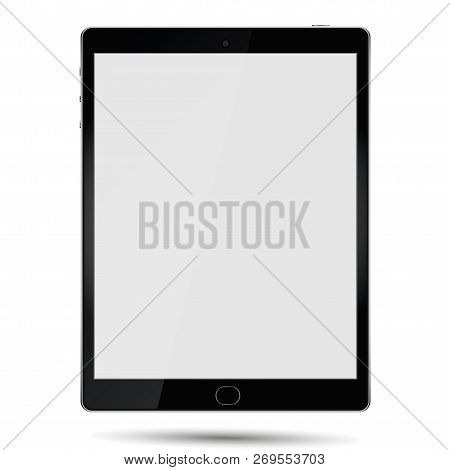 New Realistic White Tablet Pc Computer With Blank Screen Isolated On Background. Can Use For Templat