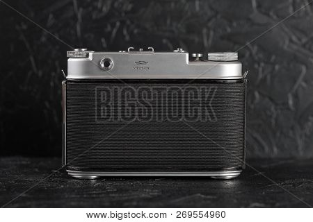Moscow, Russia, January 03, 2018. The Old Soviet Medium Format Rangefinder Camera Iskra, Released196