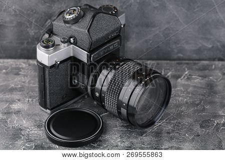 Moscow, Russia, April 13, 2017. The Old Soviet Medium Format Slr Camera Kiev-6c, Released1983.