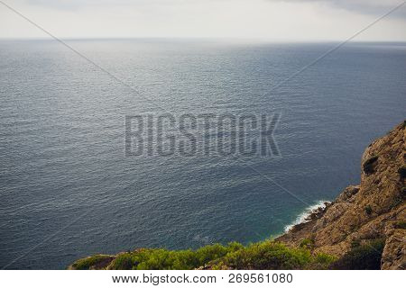 Lighthouse And Viewpoint Cap De Formentor. Tourist Attraction. Mallorca Island Coast In The Evening.