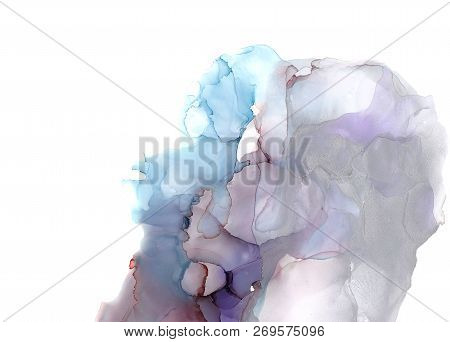 Alcohol Ink Sea Texture. Fluid Ink Abstract Background. Art For Design
