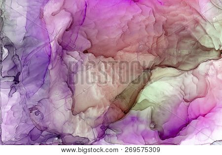 Alcohol Ink Sea Texture. Fluid Ink Abstract Background. Art For Design