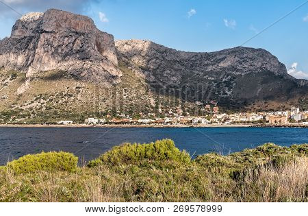 View Of The Capo Gallo Mount And Gulf Of Sferracavallo, Province Of Palermo, Sicily.
