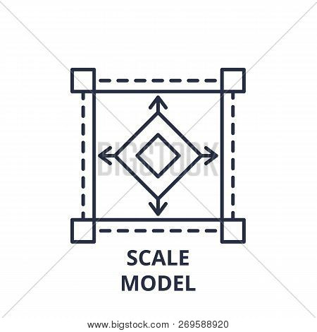 Scale Model Line Icon Concept. Scale Model Vector Linear Illustration, Symbol, Sign
