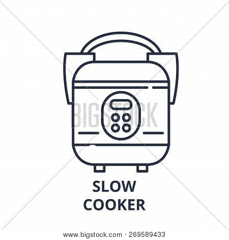 Slow Cooker Line Icon Concept. Slow Cooker Vector Linear Illustration, Symbol, Sign