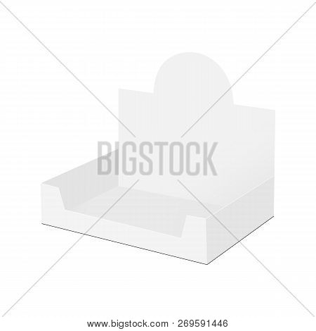 Empty Counter Top Display Box Mock Up - Side View. Vector Illustration
