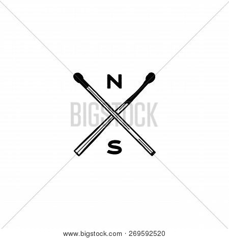 Vintage Hand Drawn Camping Adventure Crest Logo. Matches Icons, Symbols. Retro Monochrome Design. Ca