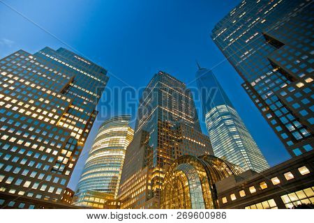 Buildings night view at lowertown Manhattan