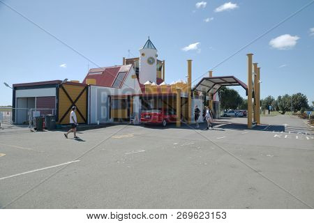 WHAKATANE, NEW ZEALAND - MARCH 6, 2016: Terminal building of Whakatane Airport, small regional airport of a touristic destination