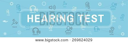 Hearing Test - Hearing Aid Or Loss / Sound Wave Images Set Web Header Banner