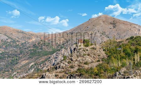 Kemaliye, Turkey - October 2018: Famous House On The Rock In Kemaliye District In Erzincan, Turkey.
