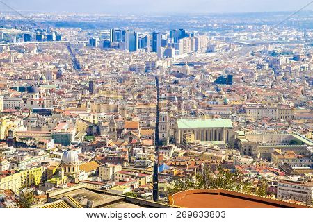 Via Dei Tribunali, Naples, Italy. Aerial View Of An Italian Old Town. Napoli Cityscape.