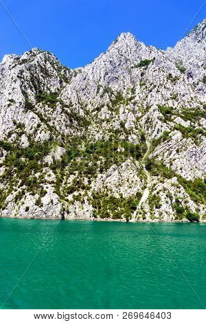 Beautiful Lanscape Of Koman Lake In Albania