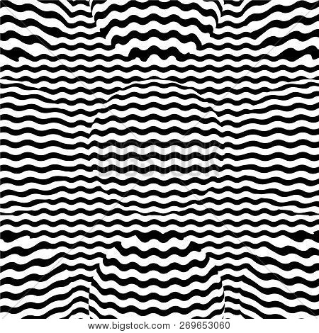 Optical Illusion Lines Background. Abstract 3d Black And White Illusions. Conceptual Design Of Optic
