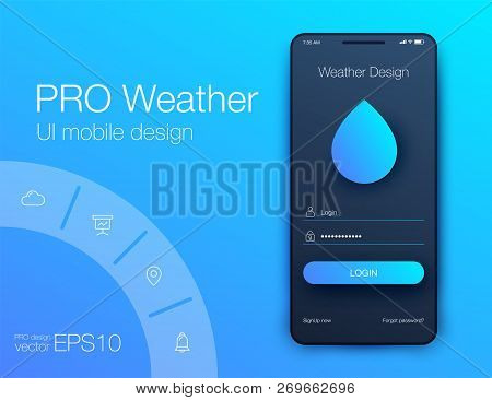 Weather Forecast App Ux Ui Design. Stock Vector