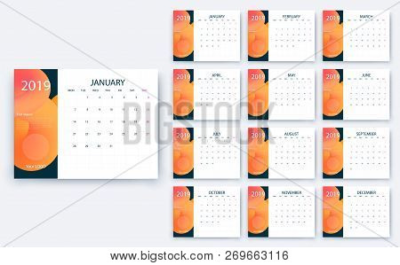 Simple Calendar 2019 Yesr, Stock Vector Design Eps10.