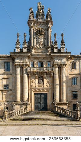Beautiful Old Mosteiro De San Martino Pinario, Santiago De Compostela, Spain