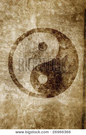 Ying yang symbol på en grungy overflade