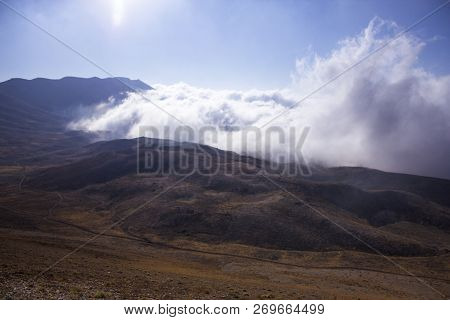 Sunset And Landscape Above Thick Clouds Near Bcharre, Lebanon