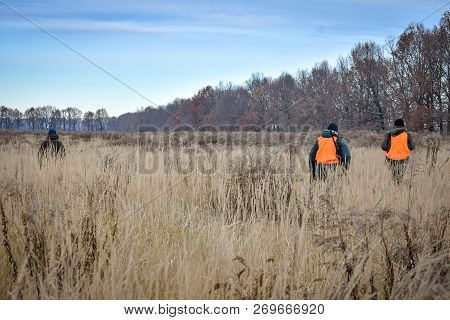 A Process Of Hunting During Hunting Season, Process Of Partidge Hunting, Two Hunters In Signal Cloth