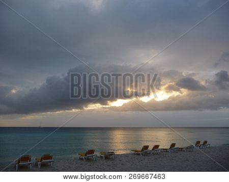 A Stormy Sunset At Bayahibe Beach, Dominican Republic.