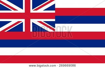 Flat Hawaii State Flag - Usa In The Colors Blue, White And Red