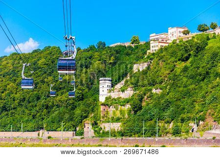 Cable Car To Ehrenbreitstein Fortress In The Centre Of Koblenz Town In Germany