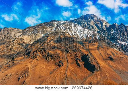 Mountains Over Stepantsminda In The Khevi Province, Georgia