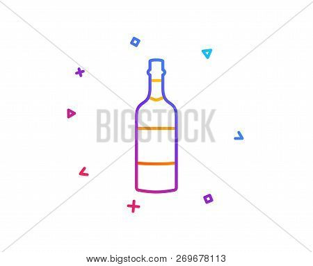 Brandy Bottle Line Icon. Whiskey Or Scotch Alcohol Sign. Gradient Line Button. Brandy Bottle Icon De