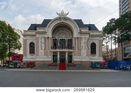 Ho Chi Minh City, Vietnam - August 24, 2017: Saigon Opera House Facade. Historical And Cultural Land