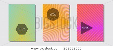 Halftone Gradient Texture Vector Cover Layouts. Elegant Patchy Mockups. Halftone Lines Music Poster 