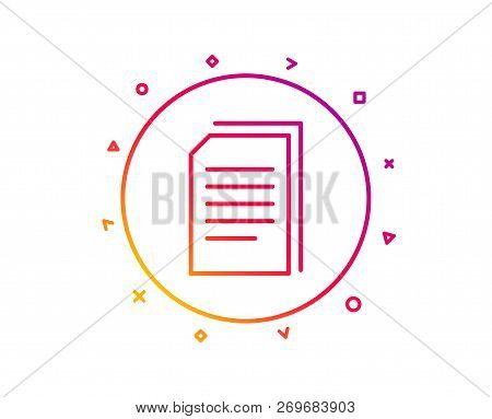 Copy Documents Line Icon. Copying Files Sign. Paper Page Concept Symbol. Gradient Pattern Line Butto