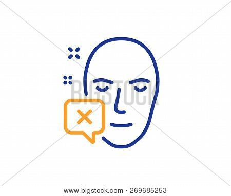 Face Declined Line Icon. Human Profile Sign. Facial Identification Error Symbol. Colorful Outline Co