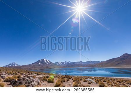 Lagunas Altiplanicas, Miscanti Y Miniques, Amazing View At Atacama Desert. Chile, South America.