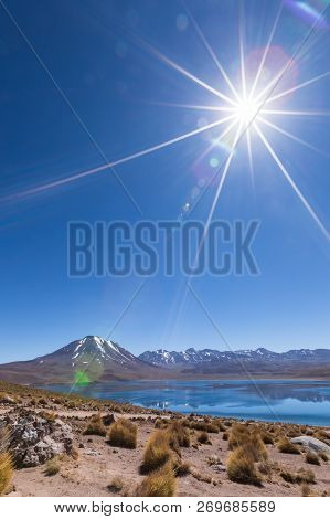 Lagunas Altiplanicas, Miscanti Y Miniques, Amazing View At Atacama Desert. Chile, South America.