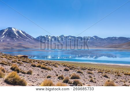 Lagunas Altiplanicas, Miscanti Y Miniques, Amazing View At Atacama Desert. Chile, South America.